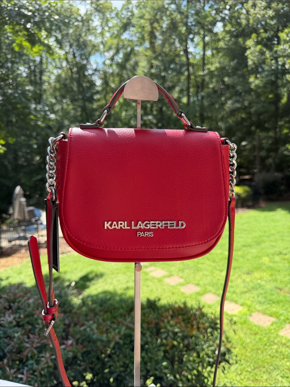 Karl Lagerfeld NWT Red Leather Top-Handle Crossbody Bag